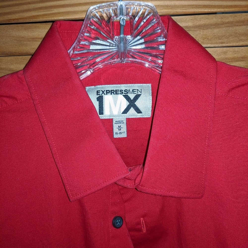Express Medium Red Button Down Shirt